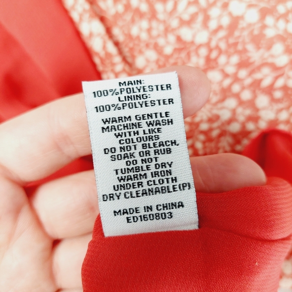 New Estelle V-Neck Short Sleeves Asymmetric Orange Floral Midi Dress P476 - Picture 8 of 9